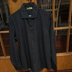 NWOT Murano Men's Performance Slim Fit-Med-  Black Charcoal and Blue print shirt
